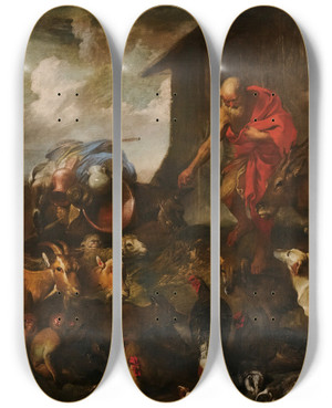 Triptych art skateboard deck of Giovanni Benedetto Castiglione The Animals Entering Noahs Ark by Giovanni Benedetto Castiglione (1609-1664) Triptych art skateboard deck of Giovanni Benedetto Castiglione The Animals Entering Noahs Ark by Giovanni Benedetto Castiglione (1609-1664)