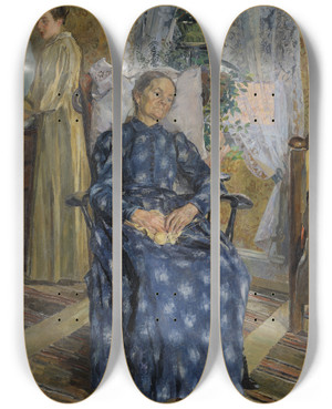 Triptych art skateboard deck of Carl Wilhelmson Tired by Carl Wilhelmson (1866-1928)