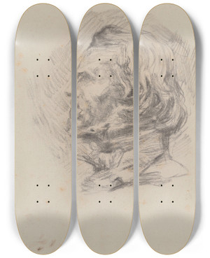Triptych art skateboard deck of James Ensor The Painter Eugne Delacroix by James Ensor (1860-1949)