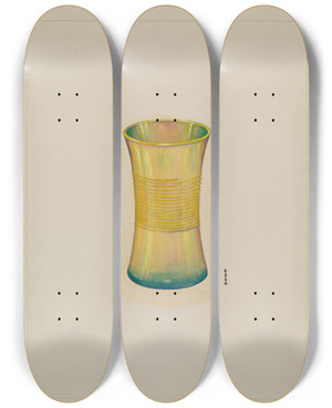 Triptych art skateboard deck of Emilio Zito Table Glass by Emilio Zito