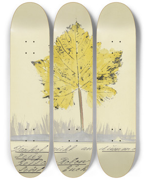 Triptych art skateboard deck of John Elsas Denket Nicht An Dummes Zeug by John Elsas (1851-1935)