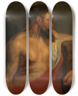 Triptych art skateboard deck of Peter Paul Rubens Mannentorso by Peter Paul Rubens (1577-1640)