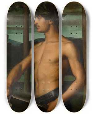 Triptych art skateboard deck of Ottilie Wilhelmine Roederstein The Victor by Ottilie Wilhelmine Roederstein (1859-1937)