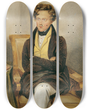 Triptych art skateboard deck of Moritz Michael Daffinger Der Herzog Von Reichstadt by Moritz Michael Daffinger (1790-1849)