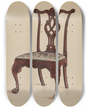 Triptych art skateboard deck of M Rosenshieldvonpaulin Side Chair_1 by M. Rosenshield-von-Paulin