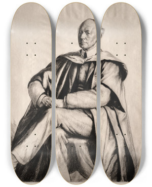Triptych art skateboard deck of Francis Dodd A J Donkin by Francis Dodd (1874-1949)