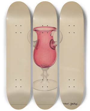 Triptych art skateboard deck of Michael Trekur Vase_1 by Michael Trekur