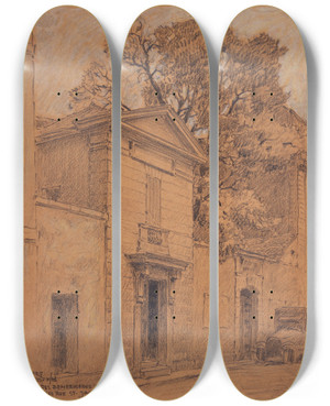 Triptych art skateboard deck of Ferdinand Boberg Lhtel Des Bndictins Anglais 269 Rue Saint Jacques by Ferdinand Boberg (1860-1946)