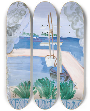 Triptych art skateboard deck of Raoul Dufy Fentre Ouverte Golfejuan by Raoul Dufy (1877-1953)