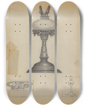 Triptych art skateboard deck of Irving D Genin Lamp_2 by Irving D Genin