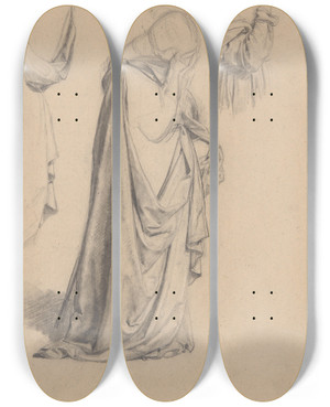 Triptych art skateboard deck of Jzef Simmler Study Of The Figure Of Mary Magdalene To The Painting Three Marys by Jozef Simmler (1823-1868)