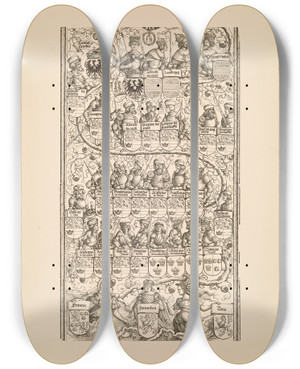 Triptych art skateboard deck of Eduard Chmelarz Die Ehrenpforte Des Kaisers Maximilian I Pl12 by Eduard Chmelarz (1847-1900)