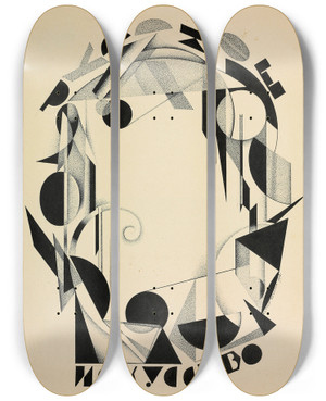 Triptych art skateboard deck of Sergey Chekhonin Cover Design For The Journal Russkoe Iskusstvo by Sergey Chekhonin (1878-1936)