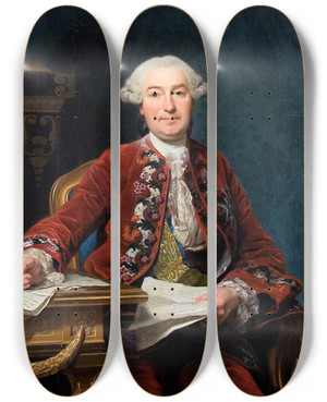 Triptych art skateboard deck of Alexander Roslin Ulrik Scheffer 1716 99 by Alexander Roslin (1718-1793)