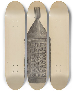 Triptych art skateboard deck of Mildred Ford Lantern_4 by Mildred Ford (20-)