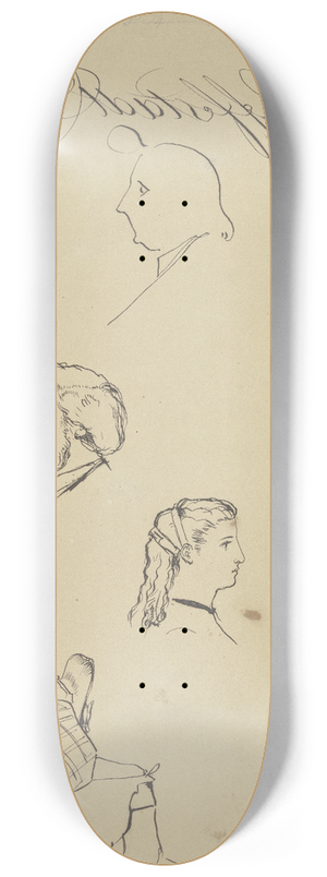 Albert Hendschel - Studienblatt mit Kpfen, oben Johann David Passavant, darunter Julius Hamel 8.25 inch art skate deck