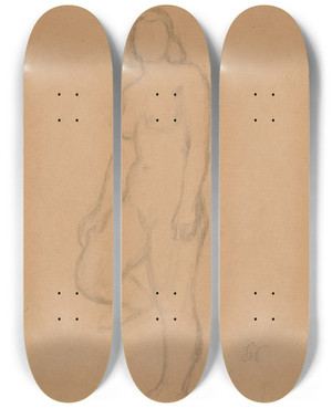 Triptych art skateboard deck of Stanisaw Wyspiaski Akt Kobiety Stojcej by Stanislaw Wyspianski (1869-1907)