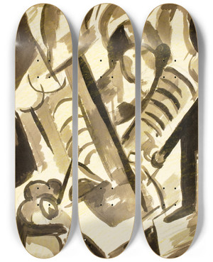 Triptych art skateboard deck of Carl Newman Abstract 4 by Carl Newman (1858-1932)