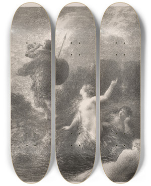 Triptych art skateboard deck of Henri Fantinlatour Goetterdaemmerung Siegfried Et Les Filles by Henri Fantin-Latour (1836-1904)