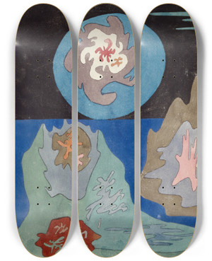 Triptych art skateboard deck of Paul Klee In The Country Gem by Paul Klee (1879-1940)