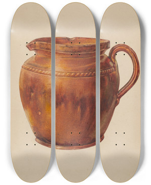 Triptych art skateboard deck of Francis Law Durand Pitcher_2 by Francis Law Durand (1935)