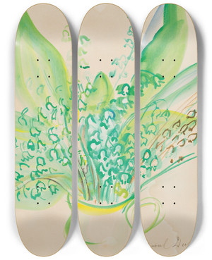 Triptych art skateboard deck of Raoul Dufy Bouquet De Muguets by Raoul Dufy (1877-1953)