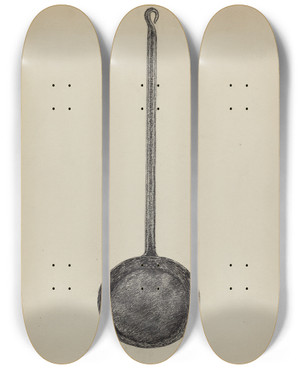 Triptych art skateboard deck of Rollington Campbell Skillet by Rollington Campbell
