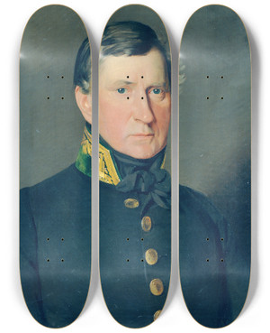 Triptych art skateboard deck of Josef Huttary Herrenbildnis by Josef Huttary (1842-1890)