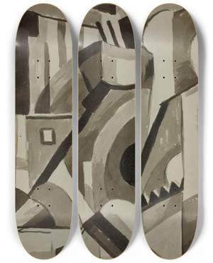 Triptych art skateboard deck of Carl Newman Abstract 3 by Carl Newman (1858-1932)