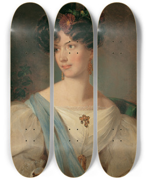 Triptych art skateboard deck of Peter Fendi Damenportrt by Peter Fendi (1796-1842)