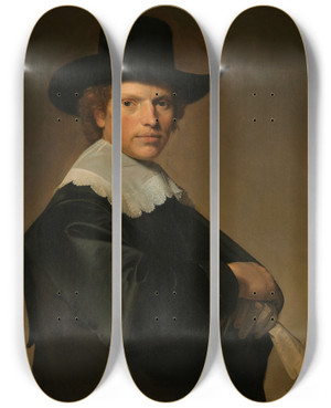 Triptych art skateboard deck of Johannes Cornelisz Verspronck Portrait Of A Man_1 by Johannes Cornelisz Verspronck (1600-1662)