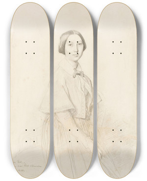 Triptych art skateboard deck of Jean Auguste Dominique Ingres Portrait De Mme Paul Meurice by Jean Auguste Dominique Ingres (1780-1867)