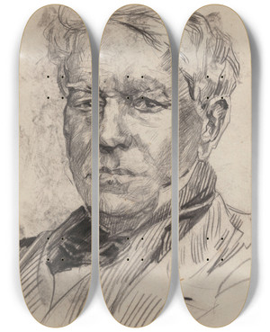 Triptych art skateboard deck of James Ensor Portrait Of A Man_6 by James Ensor (1860-1949)