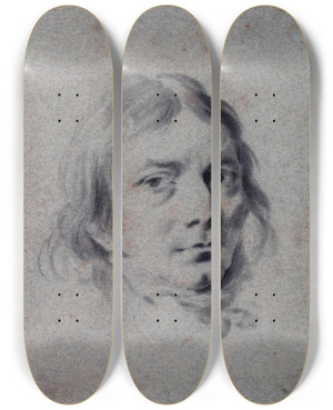 Triptych art skateboard deck of Louis Lopold Boilly Portrait Dhomme by Louis Leopold Boilly (1761-1845)
