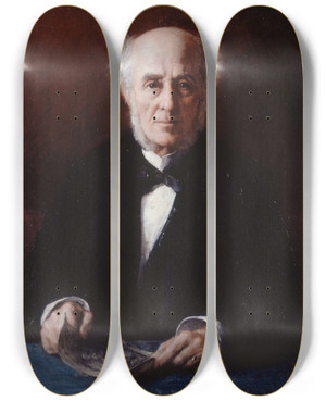 Triptych art skateboard deck of Jules Emmanuel Valadon Portrait Dtienne Arago 18021892 Crivain Et Homme Politique by Jules Emmanuel Valadon (1826-1900)