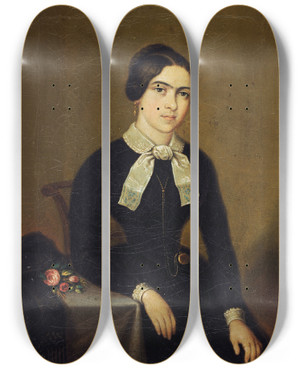 Triptych art skateboard deck of Johann Bucher Portrait Of Elisabeth Bierzpfister by Johann Bucher (1816-1873)