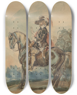 Triptych art skateboard deck of Piotr Michaowski Rider In A West European Outfit by Piotr Michalowski (1800-1855)