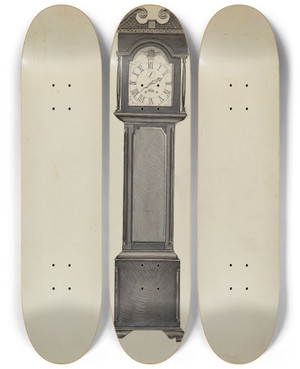 Triptych art skateboard deck of Ernest A Towers Jr Grandfathers Clock_3 by Ernest A Towers Jr (20-)