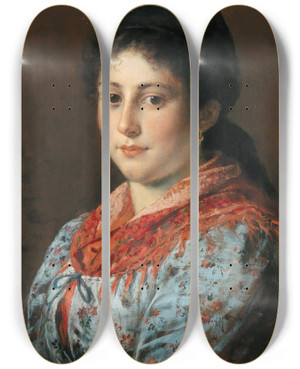 Triptych art skateboard deck of Rudolf Epp Dirndl by Rudolf Epp (1834-1910)