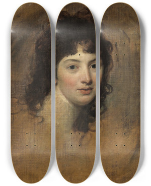 Triptych art skateboard deck of George Romney Portrait Of A Woman by George Romney (1734-1802)