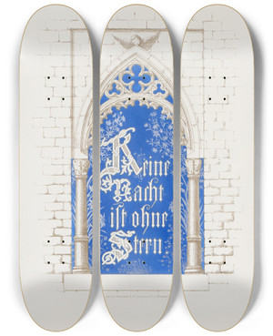 Triptych art skateboard deck of Alwine Schroedter In Freude Und Leid Pl15 by Alwine Schroedter (1820-1892)