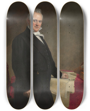 Triptych art skateboard deck of George Peter Alexander Healy James Buchanan_1 by George Peter Alexander Healy (1813-1894)
