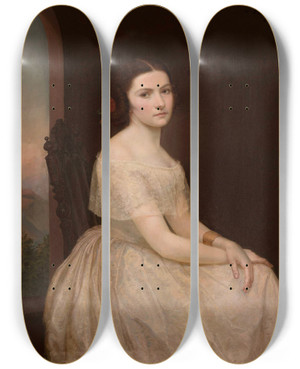 Triptych art skateboard deck of Zofia Szymanowskalenartowicz Selfportrait by Zofia Szymanowska-Lenartowicz (1825-1870)