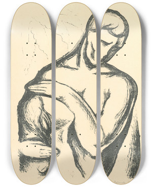 Triptych art skateboard deck of Mikul Galanda Milenci_6 by Mikulas Galanda (1895-1938)