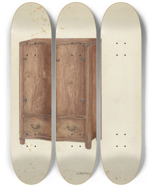 Triptych art skateboard deck of Edward Jewett Cupboard_2 by Edward Jewett (20-)