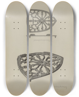 Triptych art skateboard deck of Julius Bellamy Flat Iron Holder_1 by Julius Bellamy