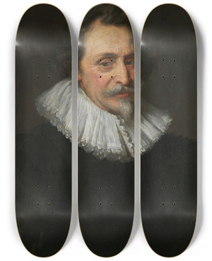 Triptych art skateboard deck of Erasmus Quellinus The Younger Portret Van Ludovicus Nonnius by Erasmus Quellinus The Younger (1607-1678)