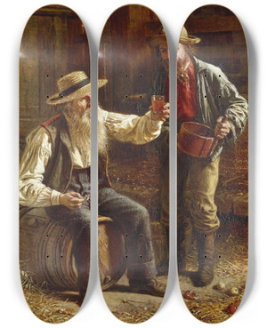 Triptych art skateboard deck of Thomas Waterman Wood New Cider by Thomas Waterman Wood (1823-1903) Triptych art skateboard deck of Thomas Waterman Wood New Cider by Thomas Waterman Wood (1823-1903)