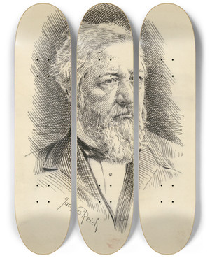 Triptych art skateboard deck of Jacques Reich James Gillespie Blaine by Jacques Reich (1852-1923)