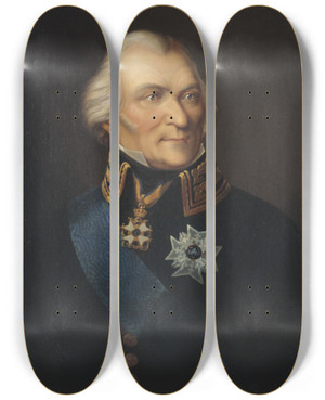 Triptych art skateboard deck of Johan Way Johan Kristoffer Toll 17431817 by Johan Way (1792-1873)